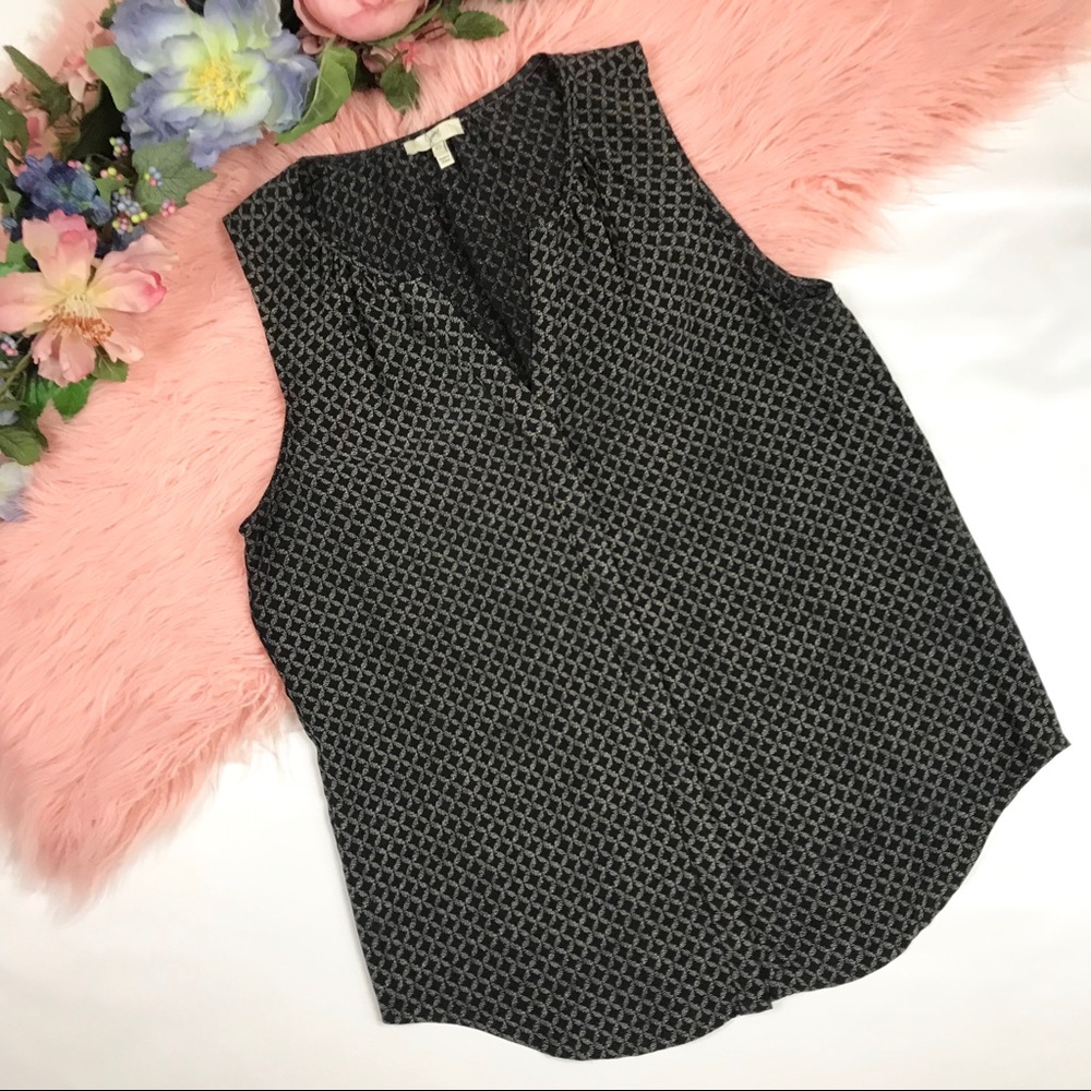 Joie Silk Sleeveless Printed Black Top